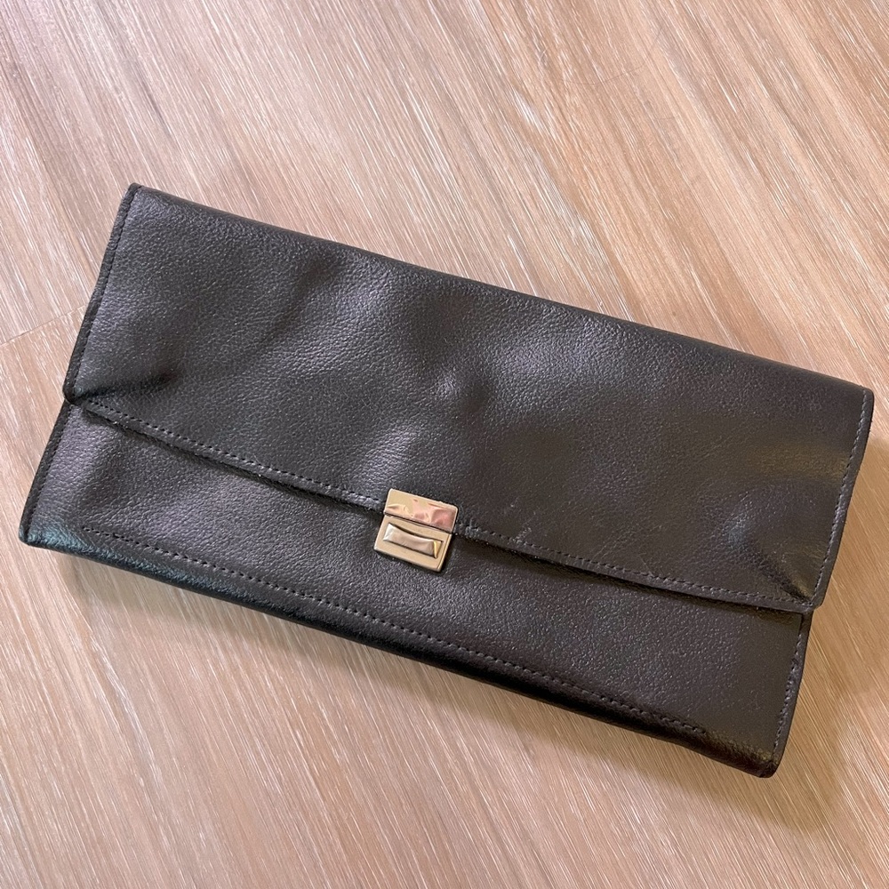 Black Italian Leather Clutch